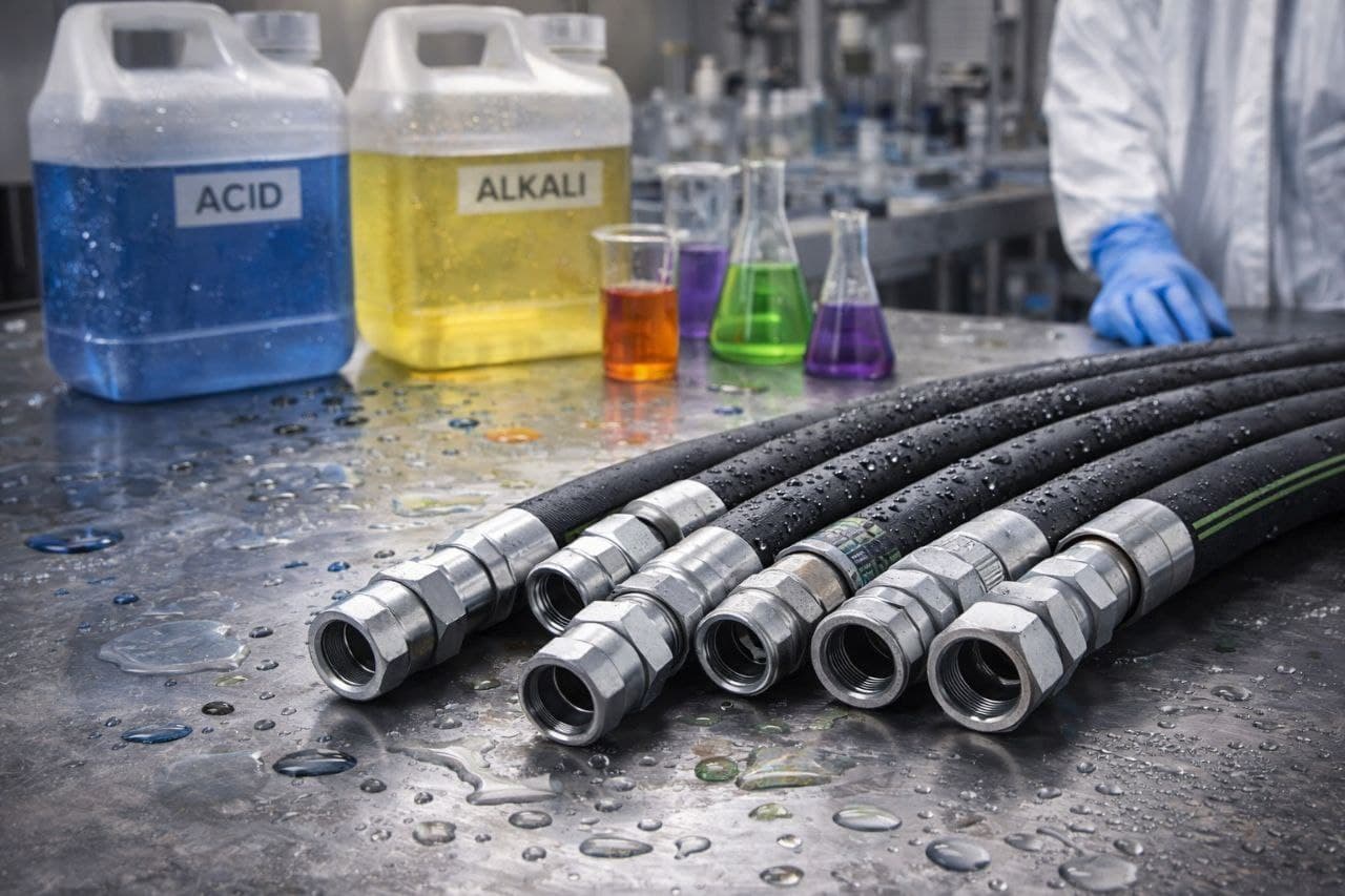 Химическая стойкость РВД: как выбрать рукав для работы с агрессивными средами